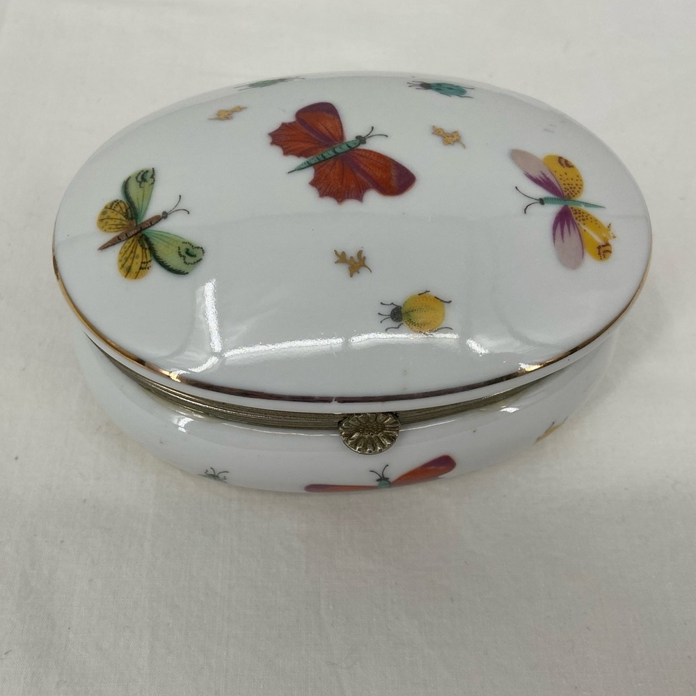 Vintage Lenwile China Ardalt Japan‎ Hand painted Box Butterflies Lady Bugs